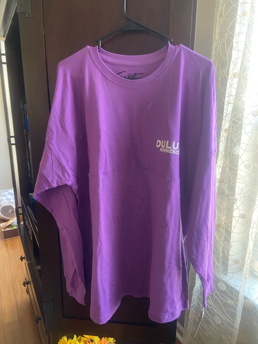 Exist Men’s Size Large Purple Long-Sleeve Tee with Duluth Minnesota Print